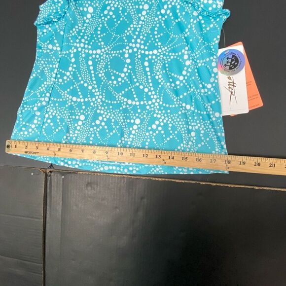 NWT X by GOTTEX Aqua Drop Ruffle Sleeveless Golf Tennis Polo Shirt Size S.NEW - Picture 6 of 9